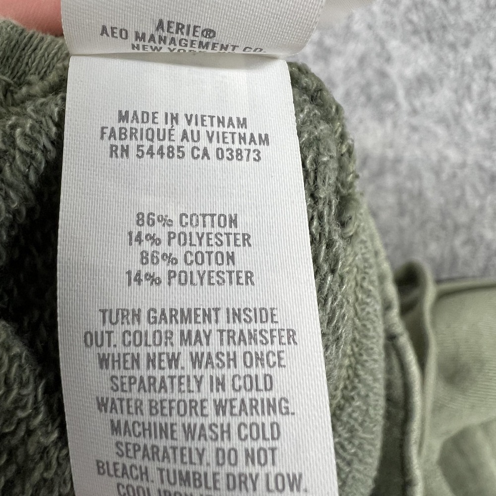 Aerie Pants Womens XS Green Jogger French Terry Elastic Lounge Sweatpants Ribbed - Picture 6 of 16